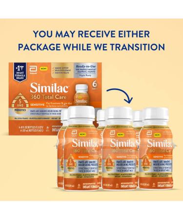 Similac 360 Total Care Sensitive Non-GMO Infant Formula | 5 HMO Prebiotics | Fights Fussiness & Gas | Lactose Sensitivity | Ready-to-Feed | 8 Fl Oz x 24 - Buy Online on GoSupps.com