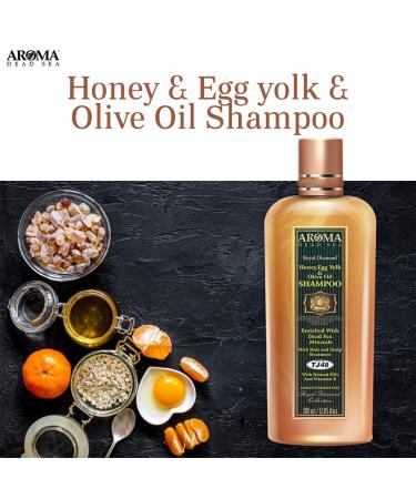 AROMA Dead Sea Shampoo - Honey Egg Yolk & Olive Oil for Straightened Hair | Restores Balance & Shine | 12.85 fl. oz - Buy Online on GoSupps.com