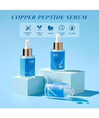 ANAiRUi Copper Peptides Serum for Face - GHK-Cu Anti Aging Face Serum with Hyaluronic Acid - Reduces Fine Lines & Wrinkles Repairs Premature & Damaged Skin Plump and Radiant Skin 30ml Copper Serum - Buy Online on GoSupps.com