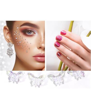 Iridescent Butterfly Face Eye Stickers | Self-Adhesive Gem Stickers for Makeup | Rhinestones for Face Body Hair & Nails - Buy Online on GoSupps.com