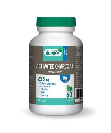 Laboratoire Suisse Activated Charcoal Excess Gas Relief & Antiflatulent 60 Capsules 60 count (Pack of 1)