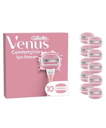 Gillette Venus Comfortglide Spa Breeze 10-Pack Women's Razor Blades with 3 Built-in Blades for a Smooth Close Shave