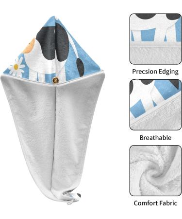 Buy Daisy Cow Hair Towel 2 Pack - Super Absorbent Quick Dry Hair Turbans for Women & Girls | International Shipping - Buy Online on GoSupps.com