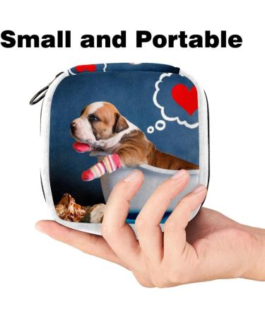 Sanitary Napkin Storage Bag | Period Tampon Makeup Pad Pouch | Animal Dog Print - Color 801 - Buy Online on GoSupps.com