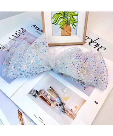 Women's Hair Bow Hair Clip with Sequins Tulle Bow Hair Clip Hair Pin Bow Hair Accessories Hair Clip Headwear for Women and Girls Wedding Party Banquet White - Buy Online on GoSupps.com