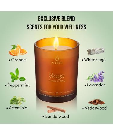 Aromatherapy Palo Santo & Sage Candle - Natural Coconut Wax for Meditation | International Shipping Available - Buy Online on GoSupps.com