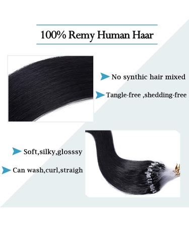 22 inches SEGO Micro Loop Human Hair Extensions 100 Strands #1 Jet Black 100% Real Remy Invisible Straight Micro Rings Beads (50g) - Buy Online on GoSupps.com