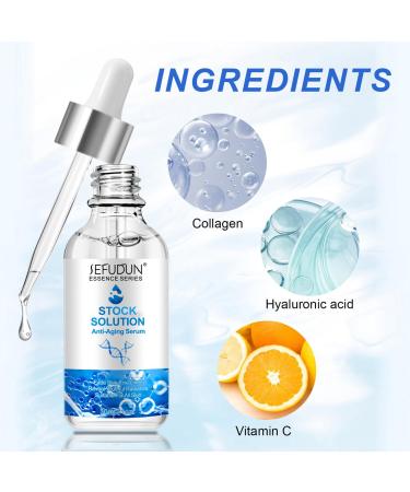Stock Solution Facial Serum Stock Anti-Aging Serum for Face Boosts Skin Collagen Reduces Fine Lines and Wrinkles and Plumps Skin. Anti-Aging Serum 30ml. (1 Bottle) - Buy Online on GoSupps.com