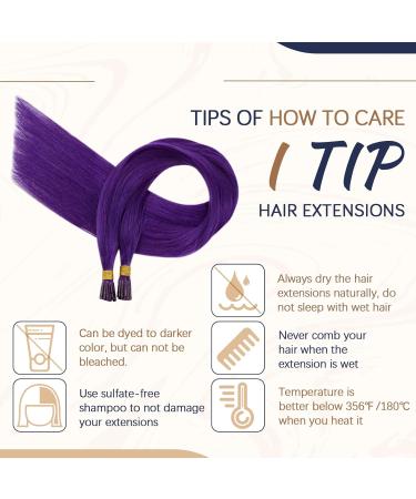 Runature Purple Hair Recovery Remy I Tip Extensions - 50cm 20 Inch Real Hair Bonding Extensions for Smooth Hair #Purple - Buy Online on GoSupps.com
