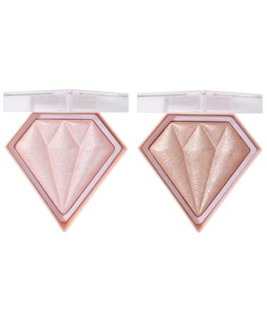 Diamond Highlighter Palette Highly Pigmented Powder Highlighter Waterproof Long Lasting Highlighter Highlighting Powder for a Radiant Finish Natural Silky and Shimmery Effect (Pink & Ginger Yellow) Pink #03 & Ginger Yellow #04 1.00 g (Pack of 1)