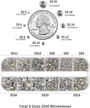 2500pcs Crystal Flatback Rhinestones Set | Beadsland Rhinestones for Makeup & Nails | Includes Tweezers & Wax Pencil | Clear SS4-SS30 - Buy Online on GoSupps.com
