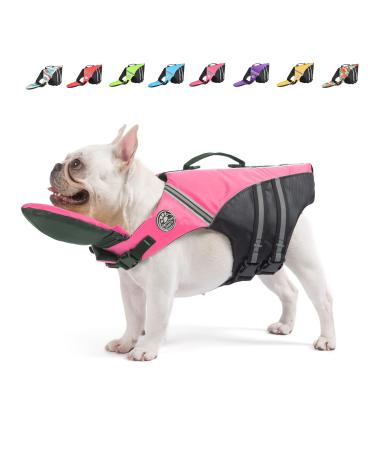Mklhgty Dog Life Jacket, Reflective Dog Life Vest with Removable Neck Float & High Buoyancy for Swimming and Boating, Ripstop Pet Safety Swimsuit Rescue Handle for Small Medium Large Dogs pink M(Chest Girth: 17"-30")