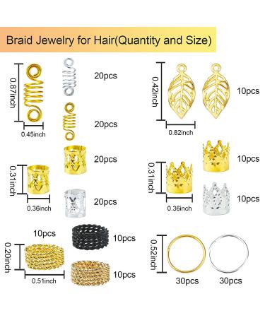 Nafaboig 200PCS Gold Braids Rings for Women - Hair Jewelry for Braids and Dreadlocks - Buy Online on GoSupps.com