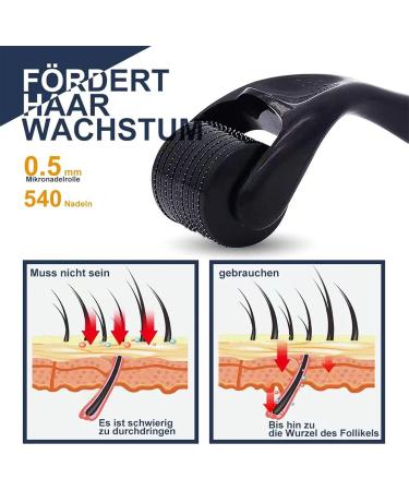 Derma Roller Hair Growth Men Beard Growth Roller 540 0.5mm Titanium Needles Beard Roller Microneedling Roller for Growth Derma Roller for Stimulate Beard and Hair Growth(Black) - Buy Online on GoSupps.com