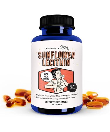 Legendairy Milk Sunflower Lecithin, 1200mg of Organic Sunflower Lecithin per Softgel, 200 count bottle