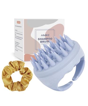 Aimike scalp massage brush shampoo brush wheat straw silicone scalp massager for peeling and stimulate hair growth reduces dandruff head massage brush for wet & dry hair light blue aquamarine