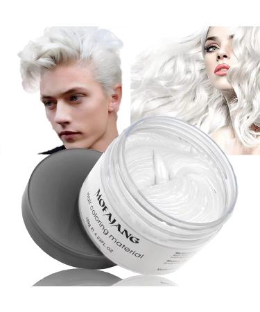 White Temporary Hair Dye Color Wax Hair Color Dye Acosexy 4.23oz Instant Hairstyle Mud Cream Natural Hair Spray Coloring Wax Material Disposable Hair Styling Clays Ash for Kids Cosplay Party Masquerade Halloween (White)