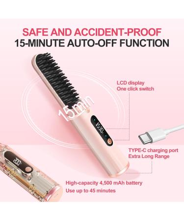 Buy Women's Cordless Hair Straightener Brush - Fast Heating USB Charging Portable & Negative Ion Technology for Perfect Hair - Buy Online on GoSupps.com
