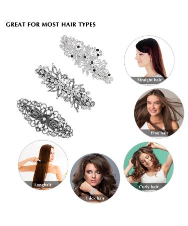 Molain 3 Pcs Large Diamante Flower Leafy Barrette Bridal Wedding Hairpins - Vintage Crystal Pearl Design Hair Clip for Women Girls (Style B) - Buy Online on GoSupps.com