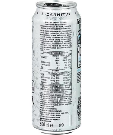  Italian Gourmet E.R. Monster Energy Ultra White Pack of 48 Energy Drinks with Mild Citrus Caffeine Sugar Free and Calorie Free 500ml + Italian Gourmet Polpa 400g - Buy Online on GoSupps.com