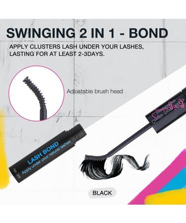 SWINGING Lash Clusters Bond and Seal - Waterproof Individual Lash Glue for Long-Lasting DIY Eyelash Extensions (2-3 Days Retention - Buy Online on GoSupps.com