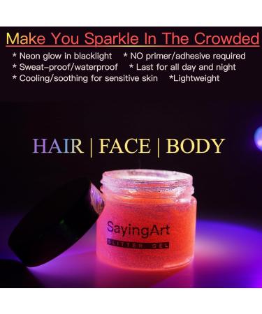 Buy Neon Gold/Yellow Face Body Glitter Gel - Shimmering Glow Gel for Parties & Raves | SayingArt - Perfect Gift for Women - Buy Online on GoSupps.com