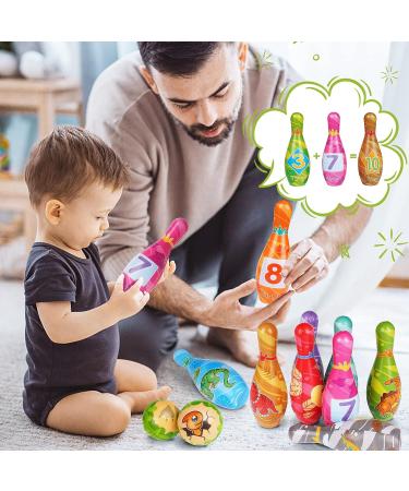 IWUTEFET Kids Dinosaur Bowling Set - Soft Foam 10 Pins and 2 Balls - Educational Indoor/Outdoor Game for Children - Fun Learning and Development Toy - Buy Online on GoSupps.com
