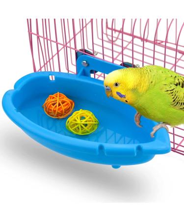 Mygeromon Small Bird Bath for Cage - Hanging Tub Bowl for Parrot/Parakeets/Cockatiels - Blue Birdbath Shower Option - Buy Online on GoSupps.com