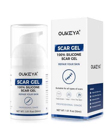 OUKEYA Gel Anti-Cicatrices au Silicone Cr me R paratrice pour Cicatrices Anciennes et R centes Acn Vergetures Chirurgie et K lo des Soin Transparent pour Tous Types de Peau 30ml