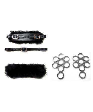 PS Horse Article Set Bitless Bridle Hackamore Flower Silver - Real Sheepskin Black with Silver Fitting