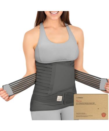 3 in 1 Postpartum Belly Support Recovery Wrap - Postpartum Belly Band After Birth Brace Slimming Girdles Body Shaper Waist Shapewear Post Surgery Pregnancy Belly Support Band (Mystic Gray M/L) M/L Mystic Gray
