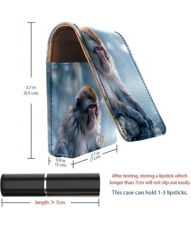 Travel Lipstick Organizer Case with Mirror - Portable Makeup Bag | Wild Japanese Snow Monkey Design - Buy Online on GoSupps.com