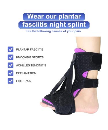 Cheerlink Adjustable Plantar Fasciitis Night Splint - Breathable Brace for Pain Relief & Achilles Tendon Inflammation - Purple - Buy Online on GoSupps.com