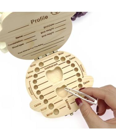 JZK Wooden Baby Milk Teeth Storage Keepsake Box - Baby Tooth Holder for 4-12 Years - Ideal Birthday or Christening Gift for Boys - Beige - Buy Online on GoSupps.com