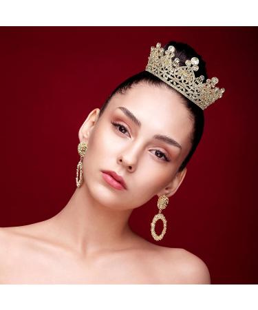 Gold Queen Crown for Women - Rhinestone Full Round Tiara for Prom, Wedding, Birthday - Hair Accessory for Girls - Buy Online on GoSupps.com