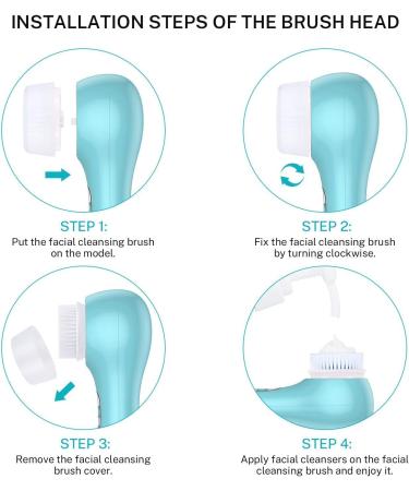 Facial Cleansing Brush Head Replacement - Exfoliating Brush Head for Acne-Prone, Clogged Pores & Sensitive Skin (Blue) - Buy Online on GoSupps.com