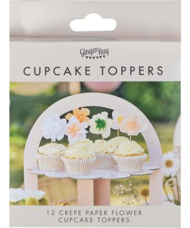 Ginger Ray Floral Crepe Paper Cupcake Toppers - Assorted Flowers 12 Pack - Perfect for Parties & Celebrations | Buy Internationally - Buy Online on GoSupps.com