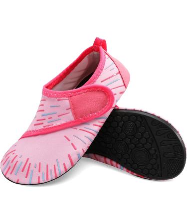 JIASUQI Kids Water Shoes | Quick Dry Aqua Socks for Beach & Pool | Easy Line Pink | 4/5 UK Child - Buy Online on GoSupps.com