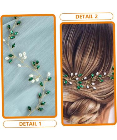 Healeved Wedding Bride Hair Vine Wedding Hair Accessories for Bridal Decorative Hair Vine Hair Vines for Wedding Hairstyles Hair Vine for Wedding Bride Hair Accessories Pearl Rhinestones 20.5x3.5x0.5cm Green - Buy Online on GoSupps.com