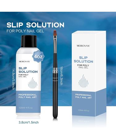 Morovan Poly Gel Slip Solution 120ml - Anti-stick Poly Nail Gel Liquid with Brush Bottle Cap - Easy DIY Extension Nail Liquid Cup - Buy Online on GoSupps.com