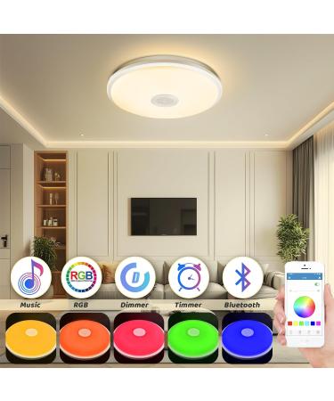 Chedux 48W Dimmable LED Ceiling Lamp with Bluetooth Speaker & App Control - RGB Color Changing Light for Bedroom & Living Room - Buy Online on GoSupps.com