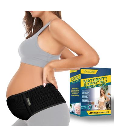 ChongErfei Pregnancy Belly Band Maternity Belt Back Support Abdominal Binder Back Brace - Relieve Back Pelvic Hip Pain for Pregnancy Recovery (Black One Size) One Size Black