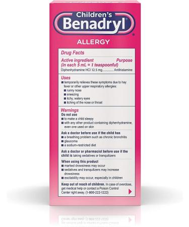 Children's Benadryl Allergy Liquid Cherry 8 oz - Fast Relief - 8 Fl Oz (Pack of 1) - Buy Online on GoSupps.com