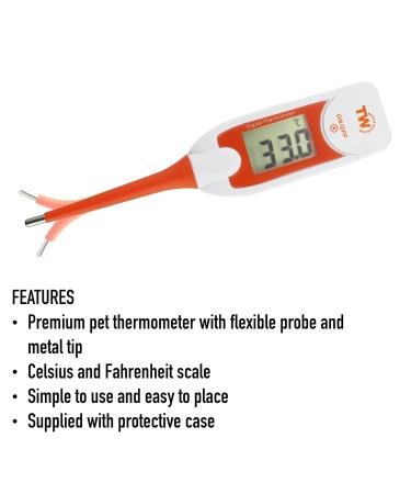 Premium Pet Thermometer For Animal Owners of Dogs Cats Horses Flexible Digital Temperature Probe Includes Vets Veterinary Hobdays Chart - Ideal for Pet First Aid Kit - Buy Online on GoSupps.com