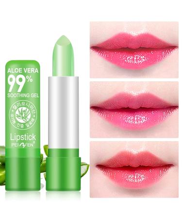 3 Pieces Aloe Vera Temperature Changing Lipstick Set - Long-Lasting Moisturizing Crystal Jelly Lip Balm - Buy Online on GoSupps.com