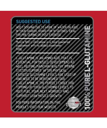 Muscle NH2 L-Glutamine Powder - 500g | 100 Servings | Supports Muscle Strength, Recovery, and Immune System Boost | Unflavoured - Buy Online on GoSupps.com