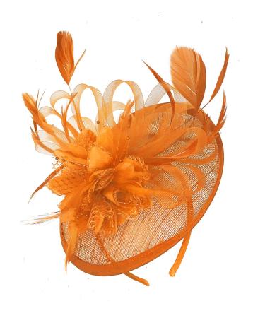Caprilite Ladies Sinamay Fascinator Hat Wedding Headband Races One Size Orange
