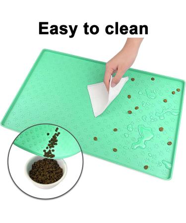 Moacc Non-Slip Waterproof Feed Mats for Dogs & Cats - Green Paws Pattern - 60x40cm Silicone Base Underlay - Buy Online on GoSupps.com