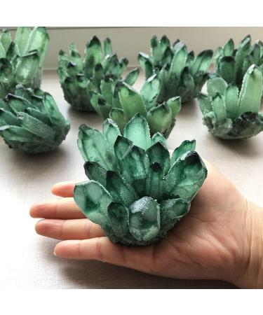 Natural Crystal Cluster Green Ghost Quartz Specimen Green Crystal Cluster Point Ornament Home Decor 500-600g Crystal Cluster - Buy Online on GoSupps.com