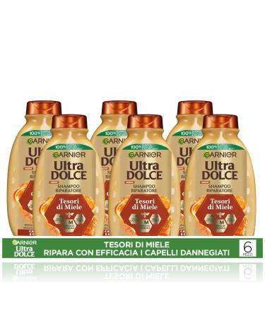Garnier Garnier Ultra Doux Honey Treasures Multi Pack x6 Shampoo 94% natural origin damaged hair silicone-free 300 ml